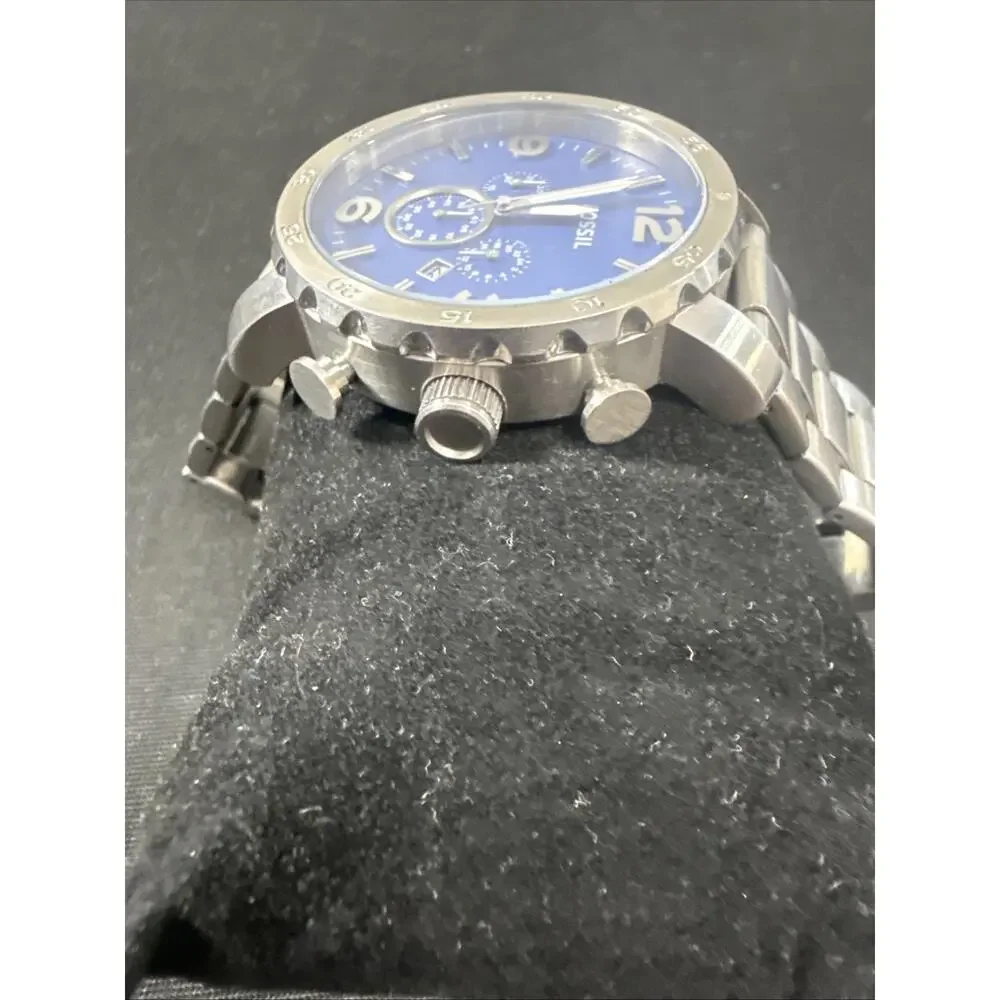 MEN FOSSIL JR-1445 New Battery 50mm Case 6.25” Band Blue Dial Chronograph (B31)